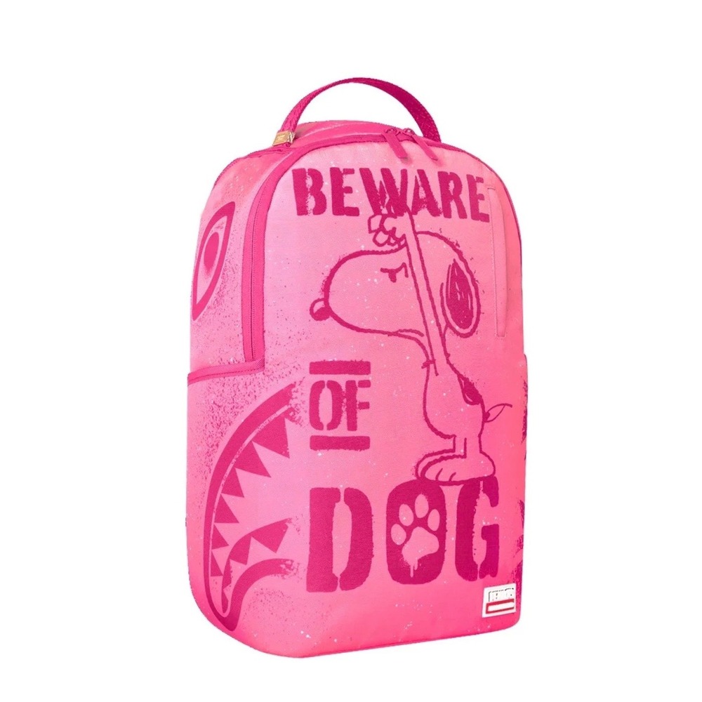Sprayground Peanuts Snoopy Beware Of Dog Pink Backpack 910B9093NSZ NWT